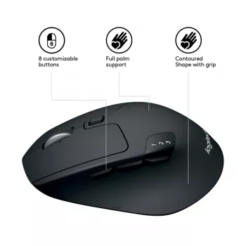 LOGTECH M720 Triathlon Multi Device Bezvadu Optiskā Pele - Melna