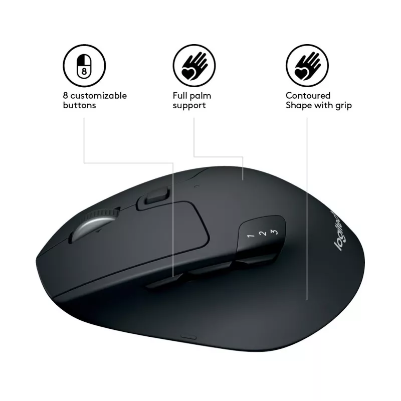 LOGTECH M720 Triathlon Multi Device Bezvadu Optiskā Pele - Melna