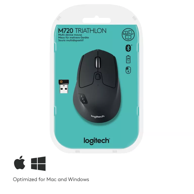 LOGTECH M720 Triathlon Multi Device Bezvadu Optiskā Pele - Melna