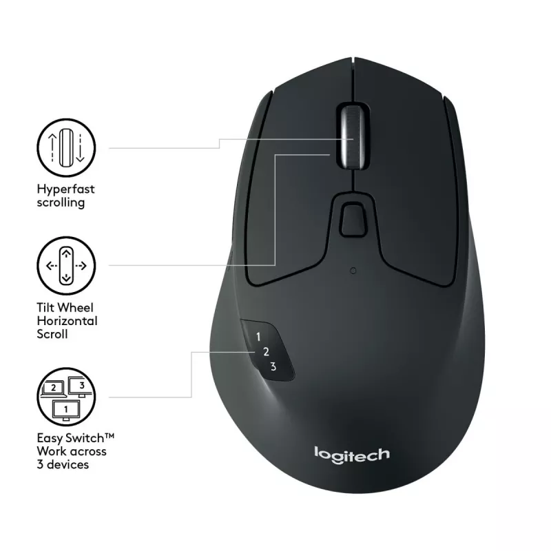 LOGTECH M720 Triathlon Multi Device Bezvadu Optiskā Pele - Melna
