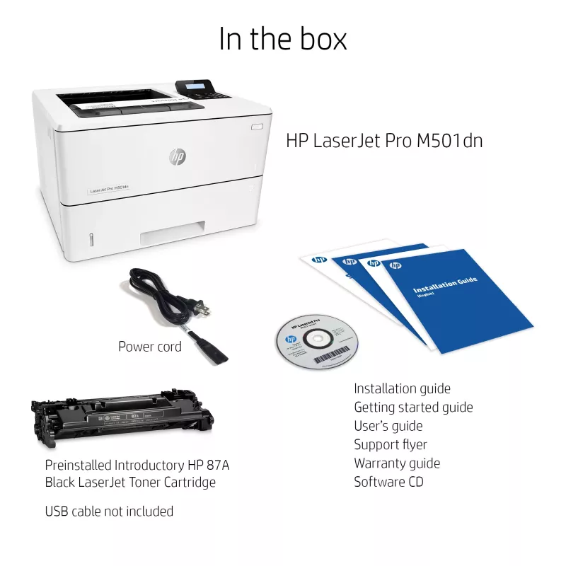 HP LaserJet Pro M501dn, lāzerprinteris, 600 x 600 DPI, A4, 43 ppm, divpusējā drukāšana, tīklam gatavs