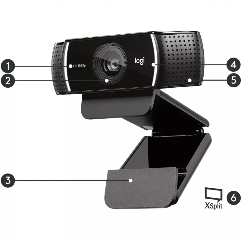 Logitech C922 1920 x 1080pikseļi USB melna tīmekļa kamera