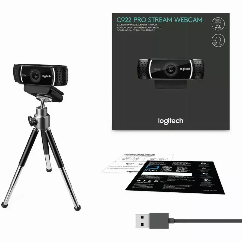 Logitech C922 1920 x 1080pikseļi USB melna tīmekļa kamera