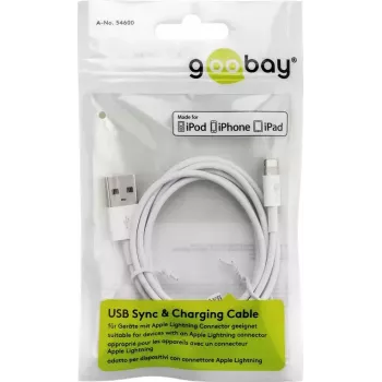 GOOBAY Lightning uz USB A uzlādes un sinhronizācijas kabelis 1m, 5W/1A, balts