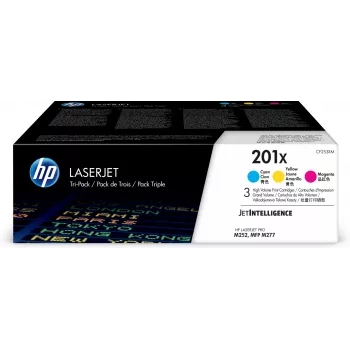 HP 201X 3 komplekts Augstas ražības ciāna/magentas/dzeltenas oriģinālās LaserJet tonera kasetnes