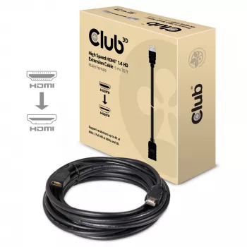 CLUB3D High Speed HDMI™ 1.4 pagarinājuma kabelis 5m/16ft vīrietis/sieviete