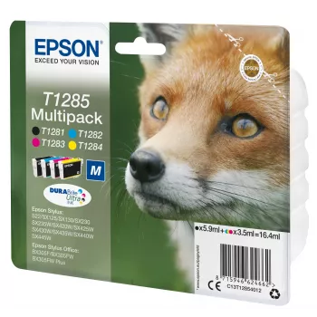 Epson Fox Multipack T1285 DURABrite Ultra 4 krāsas – Melns, Ciāns, Fuksīns, Dzeltens (5,9 ml / 3,5 ml)