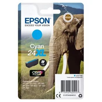 Epson 24XL Cyan oriģinālā tintes kasetne (C13T24324012) – Claria Photo HD, palielināta ietilpība