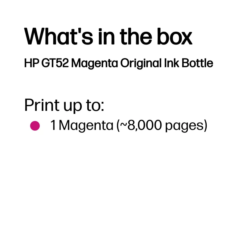 HP GT52 Magenta Originalā tintes pudele
