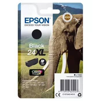 Epson Elephant Singlepack Black 24XL Claria Photo HD Tinte