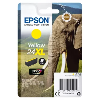 Epson Elephant Singlepack Yellow 24XL Claria Photo HD Tinte
