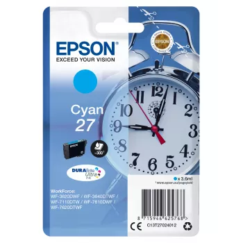 Epson DURABrite Ultra Cyan 27 tintas kasetne (viena) – oriģināla