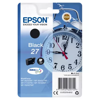 Epson 27 DURABrite Ultra Ink melna kasetne, standarta ietilpība, 6.2 ml, 350 lapas