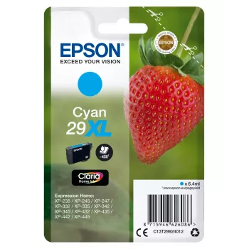 Epson Strawberry Singlepack Cyan 29XL Claria Home Ink, Augstas ražības, Ciāna, 6.4 ml, 1 gab., 450 lappuses