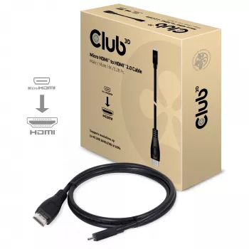 CLUB3D Mikro HDMI™ uz HDMI™ 2.0 4K60Hz kabelis 1m / 3.28Ft