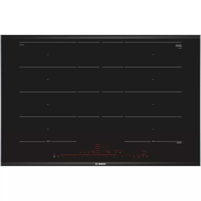 Bosch Serie 8 PXY875DC1E iebūvējamā indukcijas plīts virsma, 81 cm, 4 zonas, melna