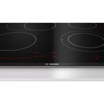 Bosch Serie 8 PKN675DP1D iebūvējamā keramiskā plīts virsma, melna, nerūsējošais tērauds, 4 zonas