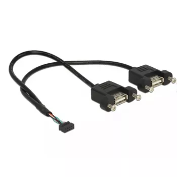 USB kabelis DeLOCK 84832 USB 2.0 0.25 m 2 x USB A Melns