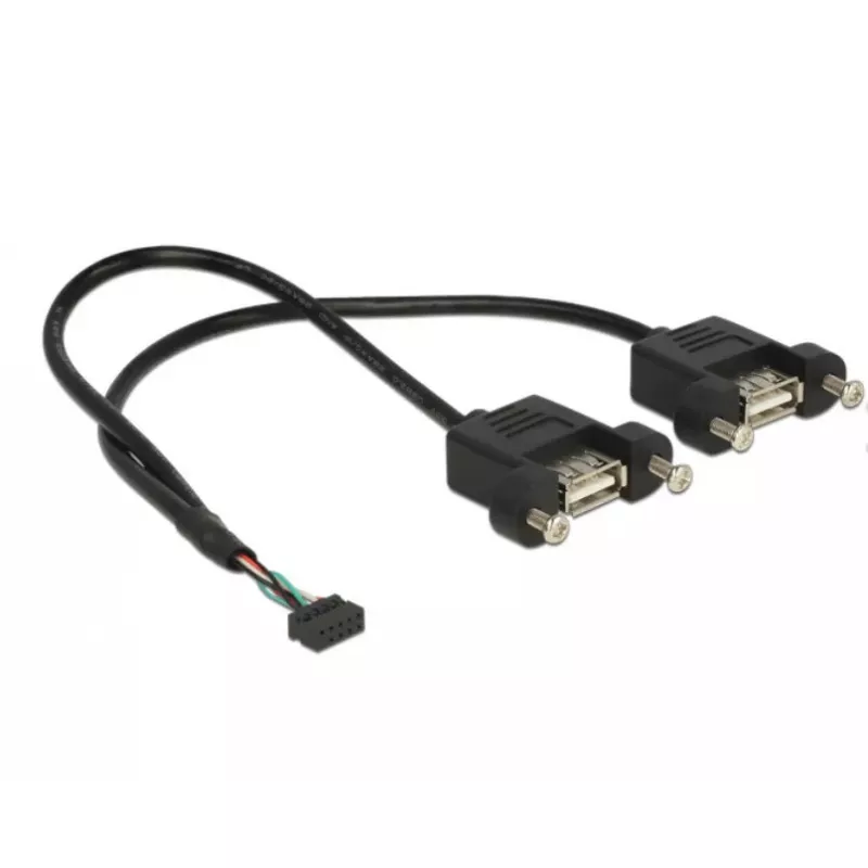 USB kabelis DeLOCK 84832 USB 2.0 0.25 m 2 x USB A Melns