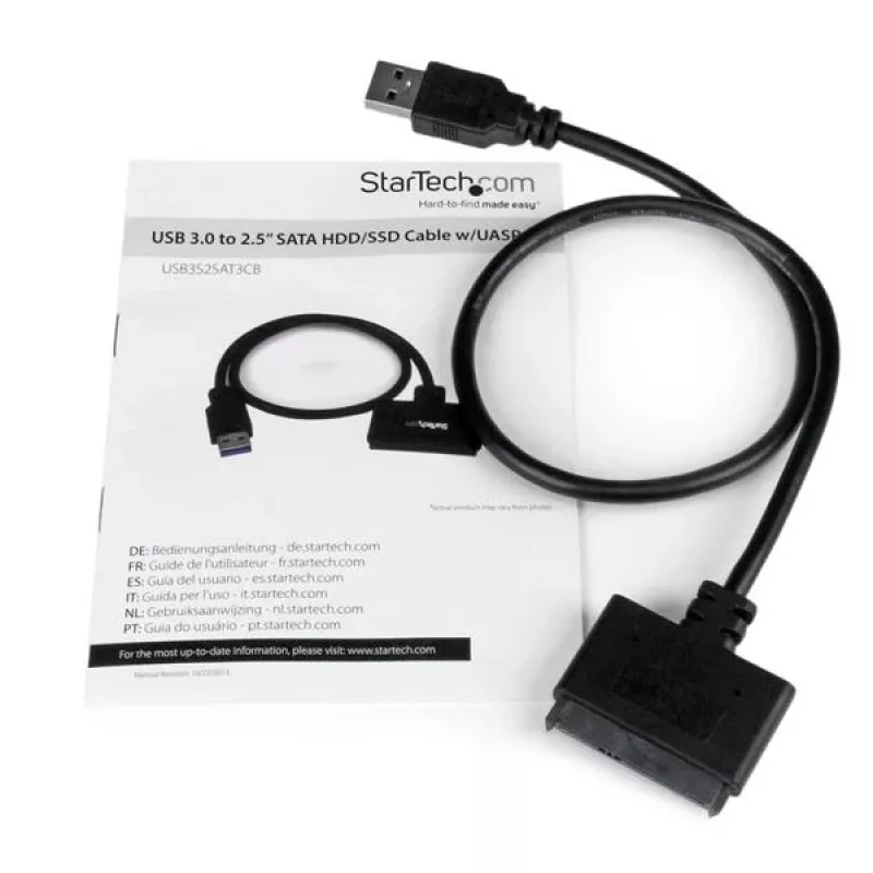 StarTech.com SATA uz USB kabelis ar UASP, melns, 6 Gbit/s, CE, FCC, 0 - 60 °C, -10 - 70 °C, 49 mm