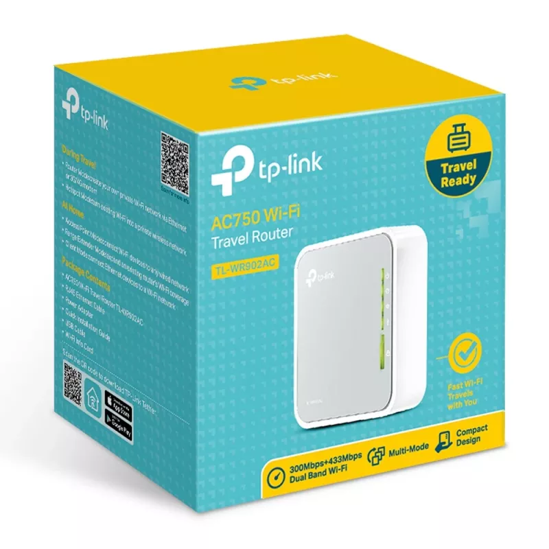 TP-Link TL-WR902AC bezvadu maršrutētājs Fast Ethernet divjoslu (2.4 GHz / 5 GHz) 4G balts