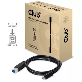 CLUB3D USB 3.1 Gen2 Type-C uz Type-B kabelis, vīriešu/vīriešu, 1 m / 3.3 pēdas