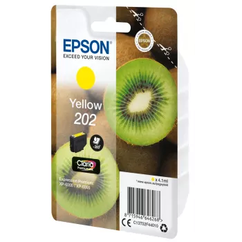 Epson Kiwi Singlepack Yellow 202 Claria Premium tinte, dzeltena, standarta ietilpība, 4.1 ml, 1 gab., 300 lpp.