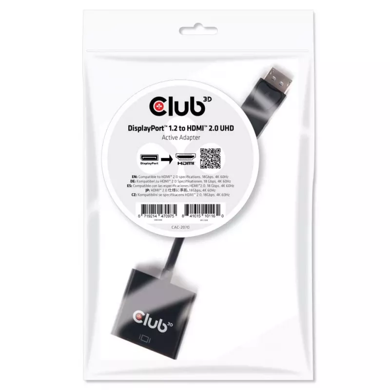 Aktīvs adapteris DisplayPort 1.2 uz HDMI 2.0 CLUB3D CAC-2070