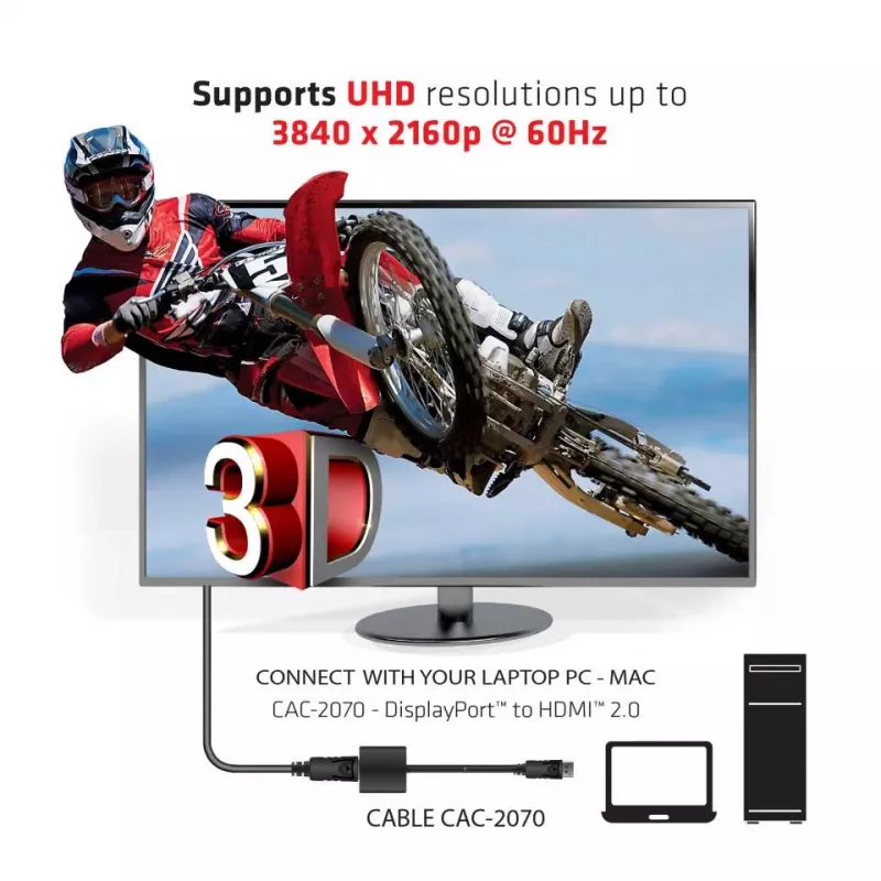 Aktīvs adapteris DisplayPort 1.2 uz HDMI 2.0 CLUB3D CAC-2070