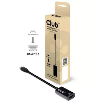 CLUB3D Mini DisplayPort 1.4 uz HDMI 2.0b Aktīvs Adapteris (CAC-1180)