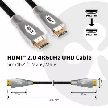 CLUB3D HDMI 2.0 4K60Hz UHD kabelis 5m
