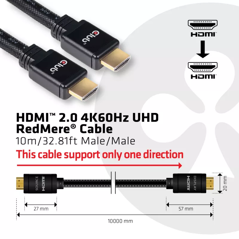 CLUB3D HDMI 2.0 RedMere kabelis 10m (CAC-2313)