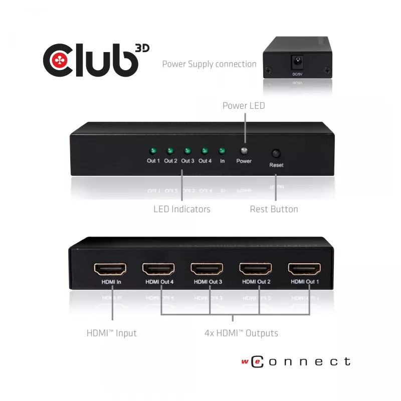 CLUB3D HDMI Sadalītājs 4K@60Hz UHD 4 porti (CSV-1380)