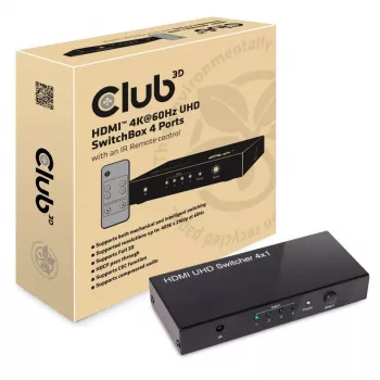 CLUB3D HDMI 2.0 UHD 4K60Hz SwitchBox 4 porti ar IR tālvadības pulti