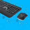 Bezvadu tastatūras un peles komplekts Logitech MK540 Advanced — pilna izmēra QWERTY tastatūra, USB uztvērējs, US izkārtojums, ergonomiska pele, melns/balts