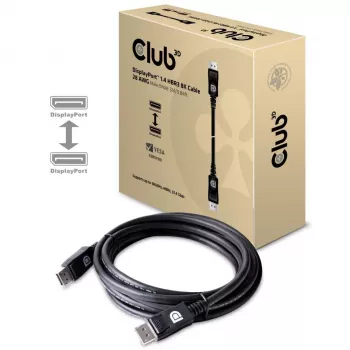 CLUB3D DisplayPort 1.4 HBR3 8K 28AWG kabelis M/M 3m