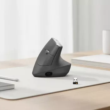 Ergonomiska bezvadu pele Logitech MX Vertical, 4000 DPI, RF Bezvadu + Bluetooth, labā roka, Graphite