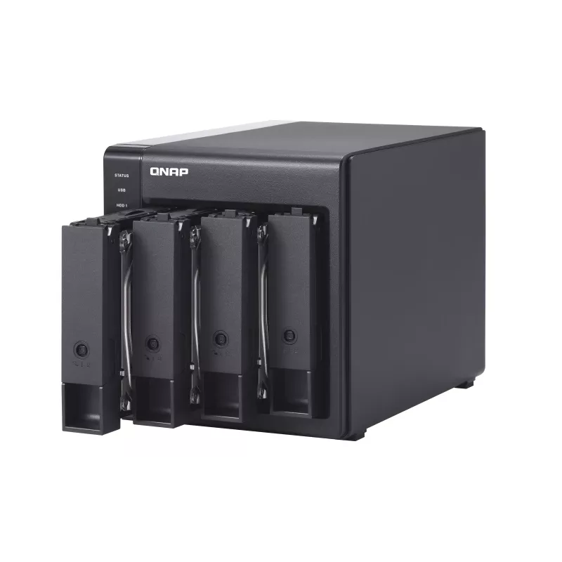 QNAP TR-004 4 nodalījumu - 2.5/3.5 collas - Serial ATA II - 0,1,5,10,JBOD - 3.2 Gen 1 (3.1 Gen 1) - USB Type-C korpuss