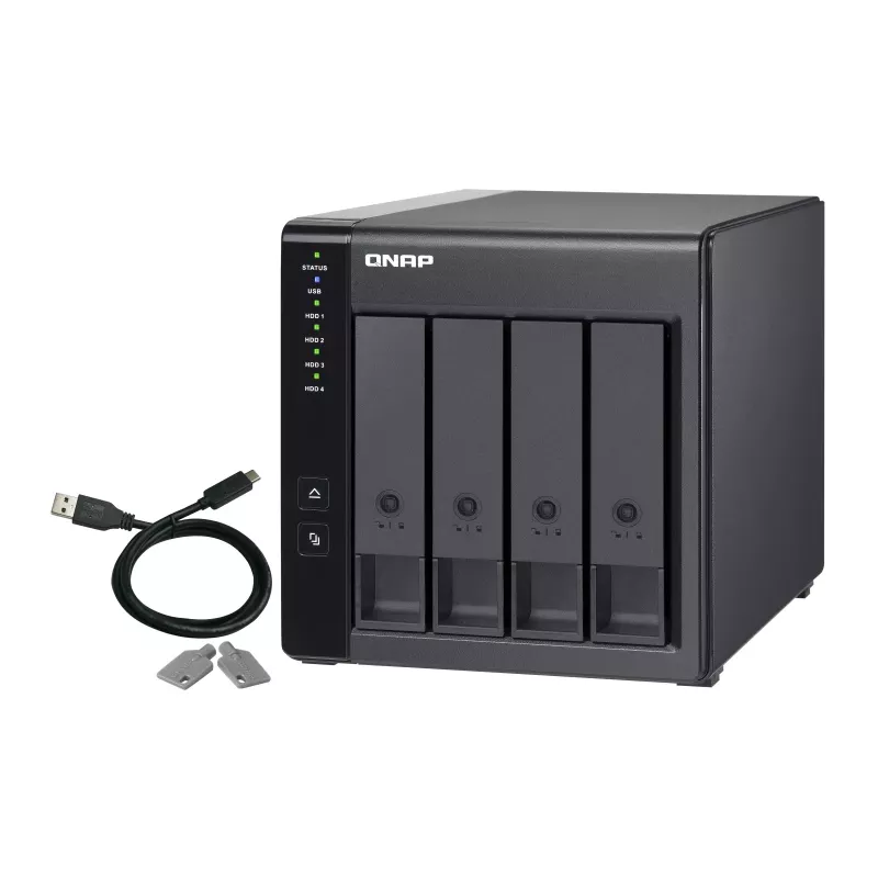 QNAP TR-004 4 nodalījumu - 2.5/3.5 collas - Serial ATA II - 0,1,5,10,JBOD - 3.2 Gen 1 (3.1 Gen 1) - USB Type-C korpuss