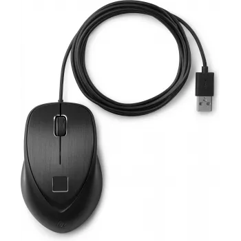 HP USB Fingerprint Mouse, abpusējs, USB Type-A, Melns