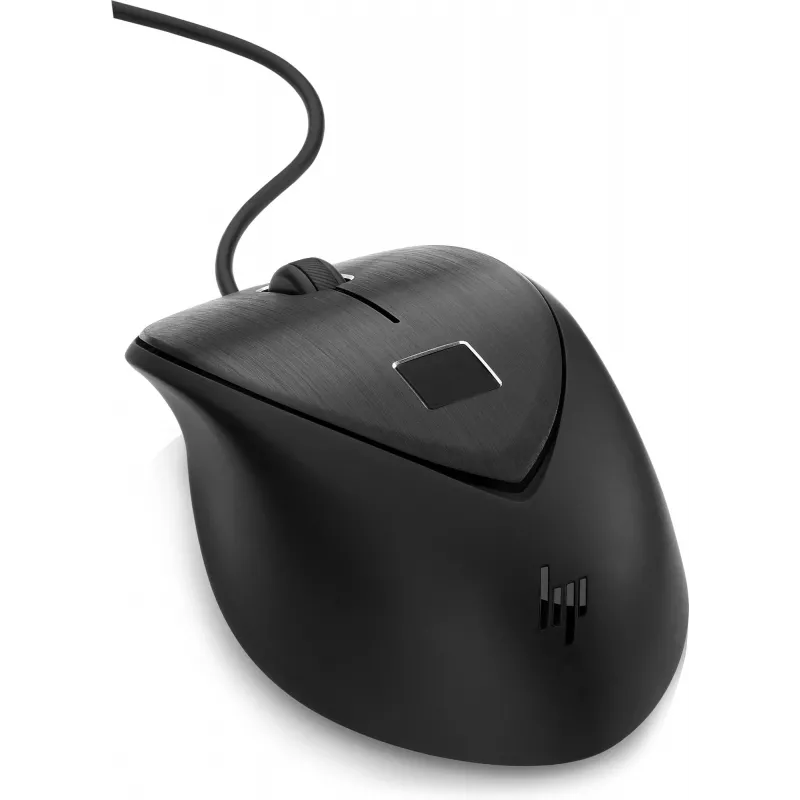 HP USB Fingerprint Mouse, abpusējs, USB Type-A, Melns