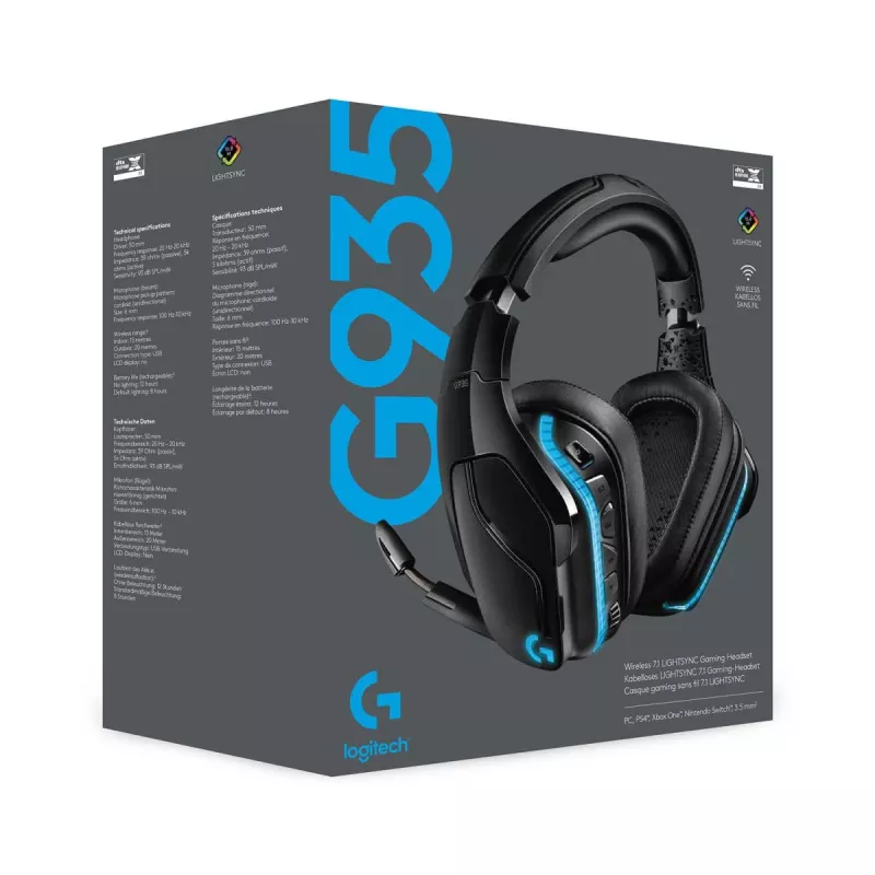 LOGITECH G935 Bezvadu 7.1 Surround Sound Lightsync Gaming Austiņas - 2.4GHz