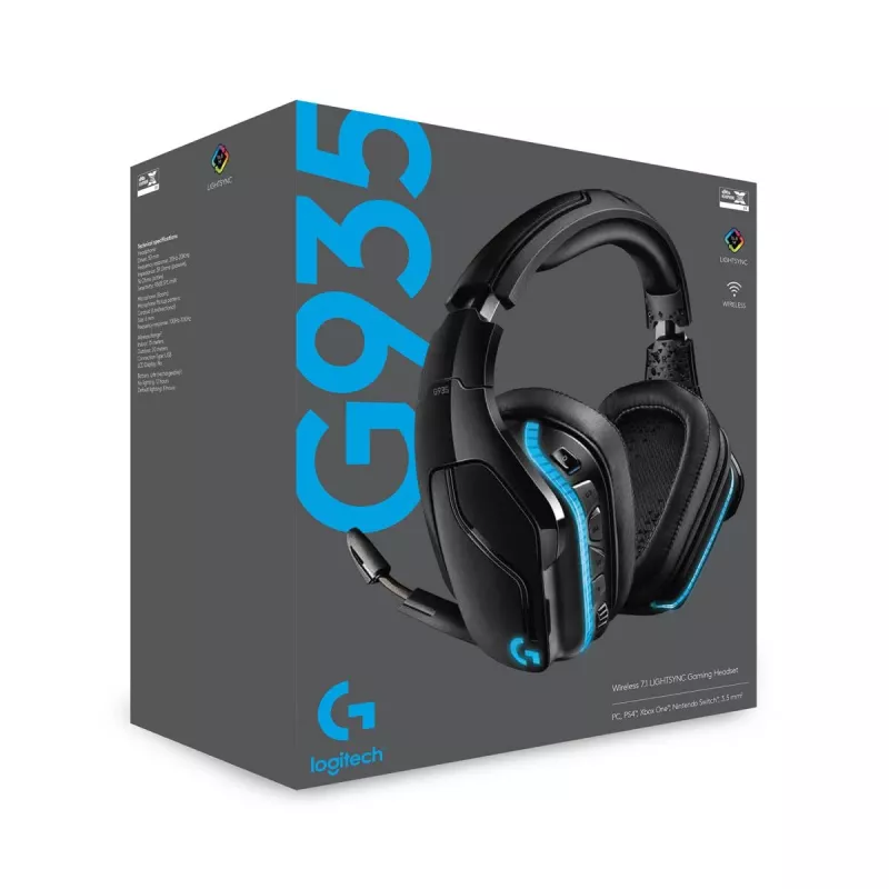 LOGITECH G935 Bezvadu 7.1 Surround Sound Lightsync Gaming Austiņas - 2.4GHz