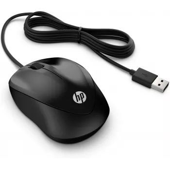 HP Wired Mouse 1000, abpusēja, USB Type-A, 1200 DPI, melna