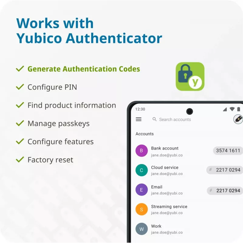 YUBICO YubiKey 5 NFC — fiziskā drošības atslēga