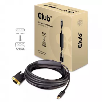 USB Type-C uz VGA aktīvais kabelis M/M CLUB3D CAC-1512 5m