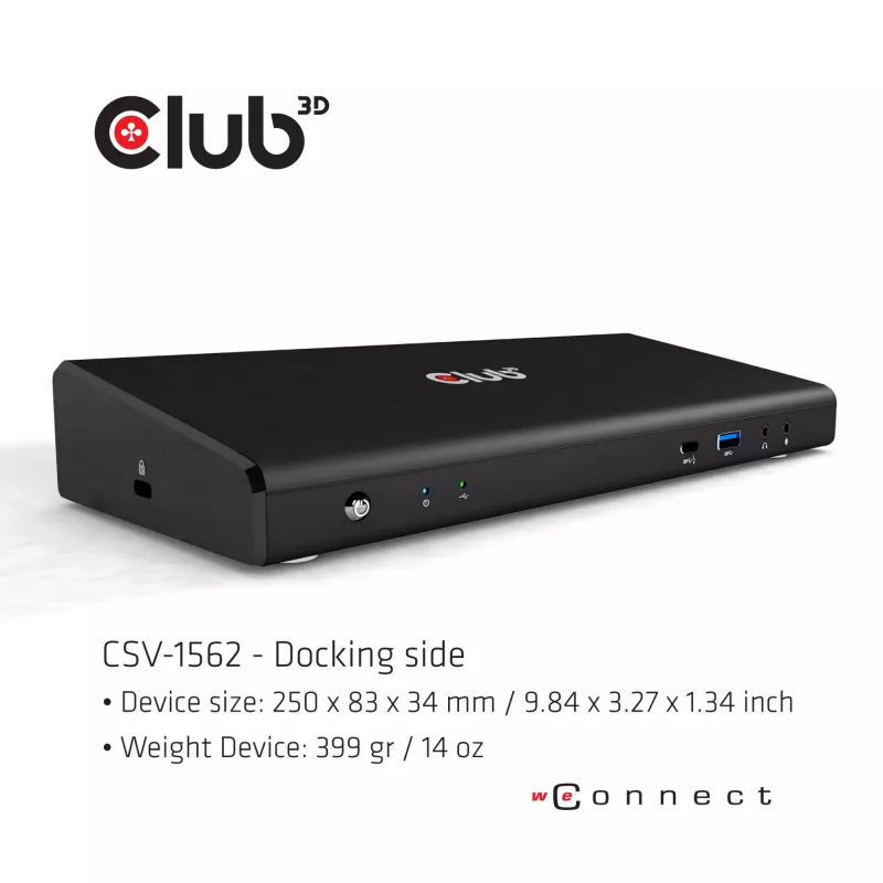CLUB3D CSV-1562 USB-C 3.2 Gen1 Universāla Triple 4K30Hz Dokošanas stacija ar DisplayLink