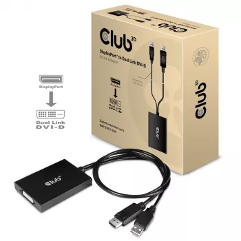 CLUB3D DisplayPort uz Dual Link DVI-D HDCP ON versija Aktīvs adapteris Vīrietis/Sieviete