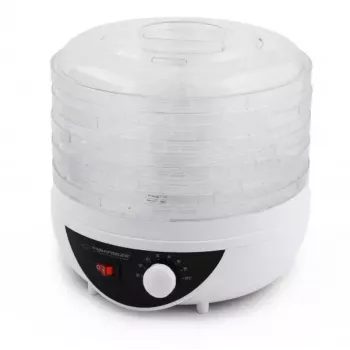 Pārtikas žāvētājs ESPERANZA EKD002 – 5 paplātes, 250 W, regulējams termostats, max 75°C, caurspīdīgi balts