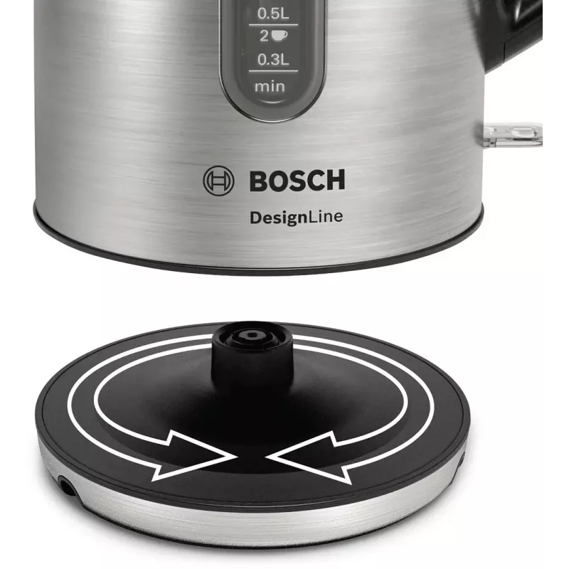 Bosch TWK4P440 elektriskā tējkanna 1.7 L 2400 W Melna, Nerūsējošais tērauds